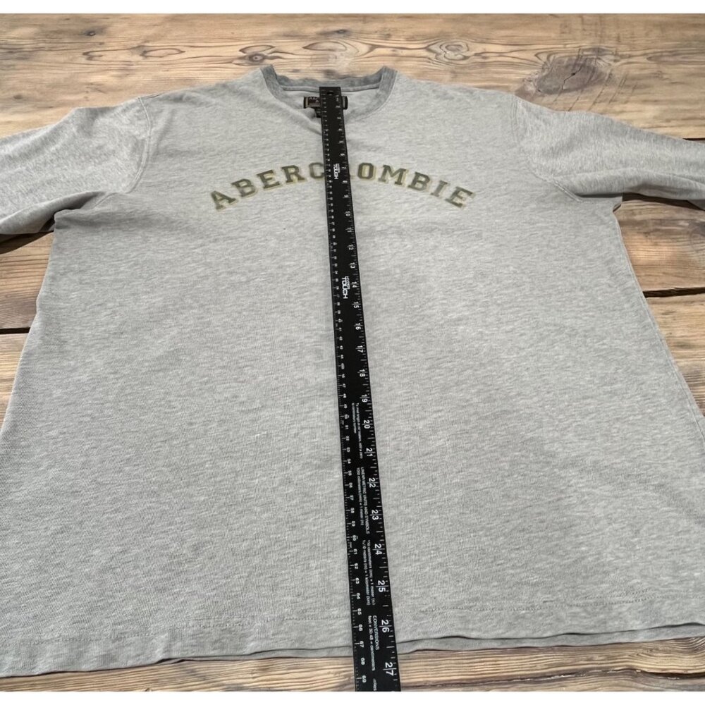 Y2K Abercrombie & Fitch V-Neck T-Shirt Mens XL Gray Spellout Heavyweight - Picture 6 of 6